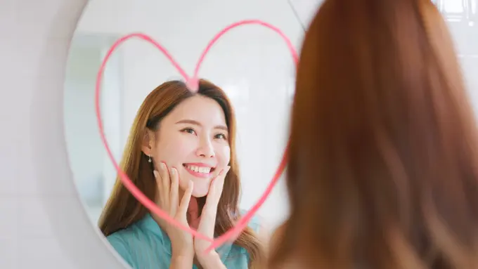 cantik bahagia single lajang mandiri berkaca