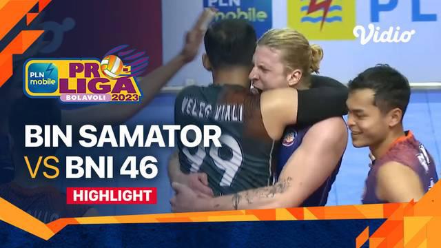 Berita video highlights laga pekan ketiga putaran pertama PLN Mobile Proliga 2023 kategori putra antara Surabaya BIN Samator melawan Jakarta BNI 46, Jumat (20/1/2023) malam hari WIB.