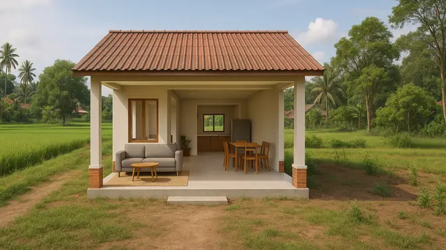 Model Rumah Sederhana 5x12 1 Lantai di Desa/Ilustrasi gambar oleh AI