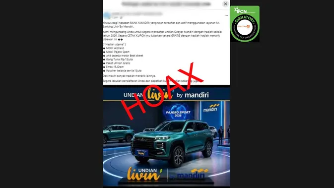 Waspada Jebakan Tautan Palsu Undian Mengatasnamakan Bank Mandiri