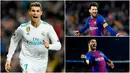 Berikut ini top scorer sementara La Liga musim 2017/2018 hingga pekan ke-25. Lionel Messi masih teratas dengan torehan 22 gol. (Kolase foto-foto AP dan AFP)