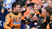 Pembalap McLaren Lando Norris usai finis pertama pada balapan F1 GP Australia 2025. (Saeed KHAN / AFP)