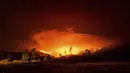 Api membakar Kompleks Agustus di dekat Danau Pillsbury di Hutan Nasional Mendocino, California, Rabu (16/9/2020). (AP Photo/Noah Berger)