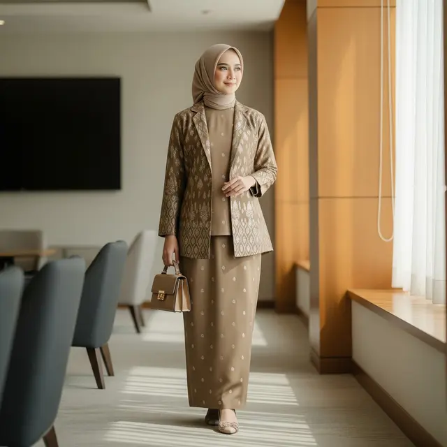Model Gamis Brokat Blazer Panjang