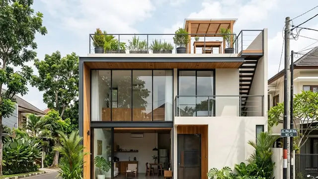 Rumah Tipe 36 Modern dengan Rooftop dan Konsep Open Space
