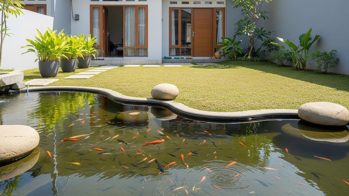 7 Desain Kolam Ikan Depan Rumah Minimalis 2026: Rincian Biaya, Ukuran dan Tips Anti Gagal