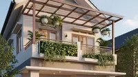 Desain Rumah Tipe 45 Dua Lantai Balkon Terbuka (AI)