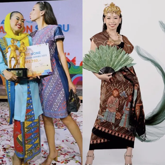 Reina, adik Yuki Kato saat meraih juara Favorit Abang None Kepulauan Seribu