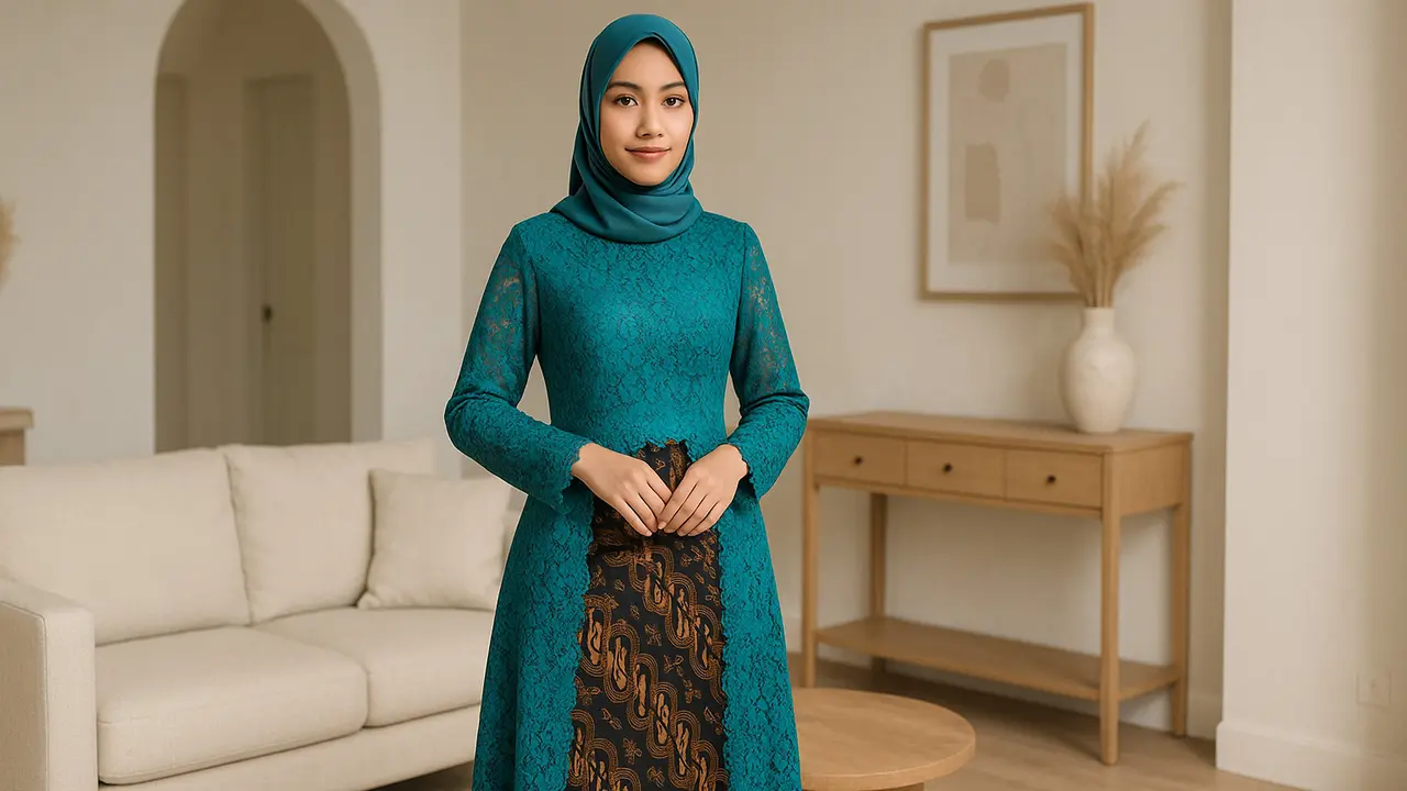8 Model Gamis Brokat Kombinasi Batik Terbaru Tren 2025, Anggun dan Penuh Karakter