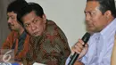 Rudy Sutopo saat konferensi pers terkait Rudy Sutopo dengan Agus Wijayanto, Jakarta, Kamis (3/12). Rudy memberikan waktu 3x24 jam kepada Agus Wijayanto untuk mengklarifikasi berita fitnah serta membersihkan nama baik dirinya. (Liputan6.com/Yoppy Renato)
