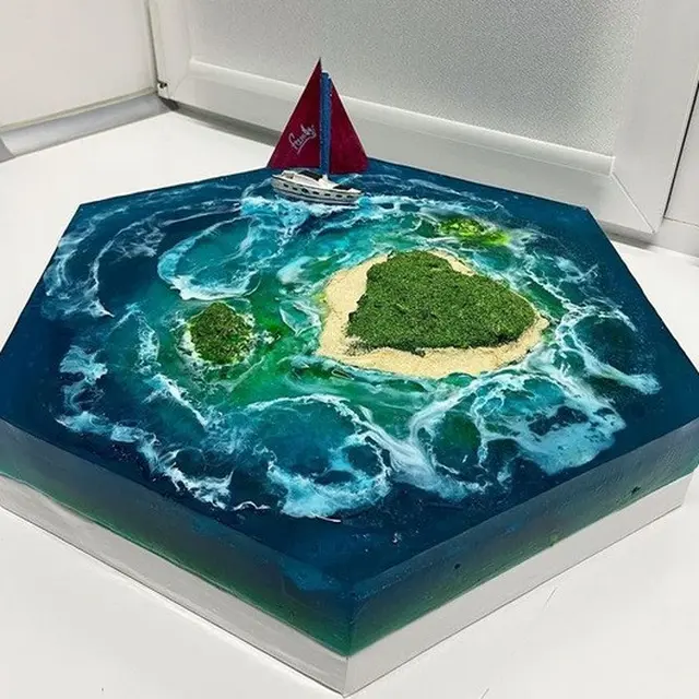kue dengan tema lautan