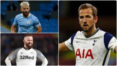 Penyerang Tottenham Hotspurs, Harry Kane, masuk dalam daftar pemain tersubur dengan koleksi gol terbanyak di kompetisi Liga Inggris. Berikut Harry Kane dan pencetak gol terbanyak sepanjang sejarah kompetisi Premier League. (kolase foto AFP)