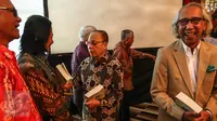 Franky Welirang, JB Sumarlin, dan Rahardi Ramelan saat peluncuran buku Gizi Pembangunan karya Prof Soekirman di Jakarta, Sabtu (01/10). Buku ini diluncurkan dalam rangka ulang tahun ke 80. (Liputan6.com/Fery Pradolo)