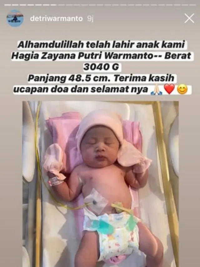 5 Potret Hagia Zayana Putri Warmanto, Anak Ketiga Detri Warmanto yang Baru Lahir