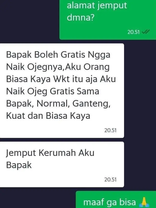 6 Chat Pelanggan Ojek Online yang Galak Ini Bikin Geleng Kepala