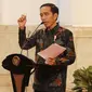 Presiden Jokowi memberi pidato saat merayakan Hari Musik Nasional 2017 di Istana Negara, Jakarta, Kamis (9/3). (Liputan6.com/Angga Yuniar)
