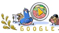 Google Doogle merayakan Olimpiade Musim Panas 2024 dengan animasi Most Searched Playground. Credit: Google Inc