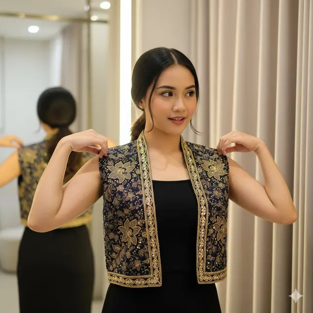 Contoh Model Outer Batik Kekinian Tanpa Lengan Terbaru