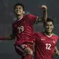 3. Septian David Maulana berhasil mencetak gol debut bersama Timnas Indonesia senior. Tidak hanya gelandang Mitra Kukar itu, Rezaldi Hehanusa juga mampu membukukan gol pada debutnya. (Bola.com/Vitalis Yogi Trisna) 