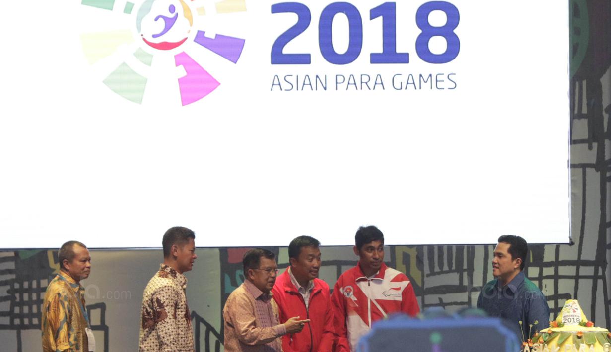 Wapres RI, Jusuf Kalla, saat acara peresmian hitung mundur Asian Para Games 2018 di Kemayoran, Jumat (6/10/2017). Asian Para Games 2018 akan digelar mulai 8 hingga 13 Oktober di Jakarta-Palembang. (Bola.com/M Iqbal Ichsan)
