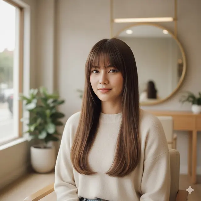 Model Rambut Wanita Panjang Lurus Tipis