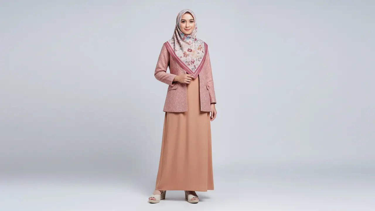 Gaya Hijab yang Cocok untuk Gamis Blazer Brokat/ Ilustrasi AI