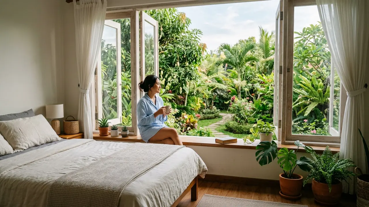 Jendela Kamar Tidak Langsung Menghadap Rumah Tetangga (AI Generated)