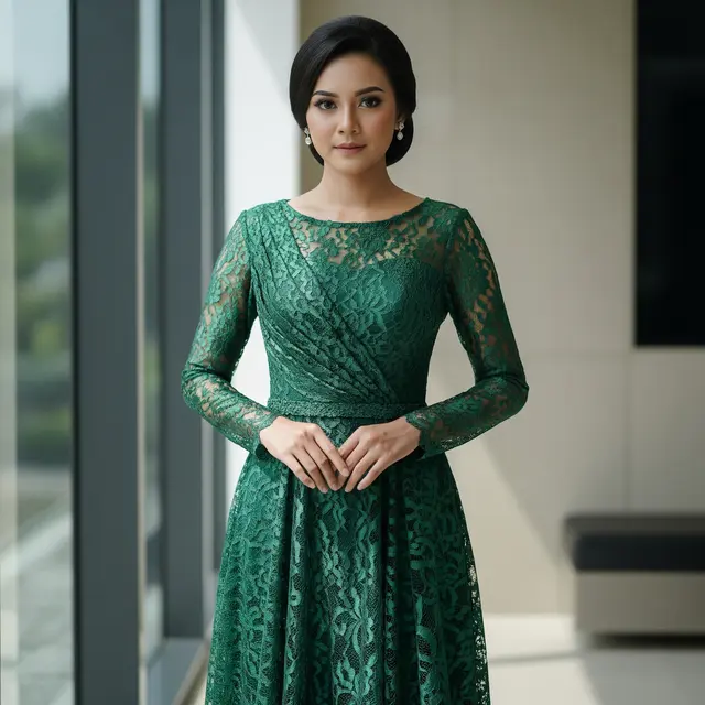 9 Model Long Dress Bahan Brokat dengan Potongan Princess Modern, Tren 2025