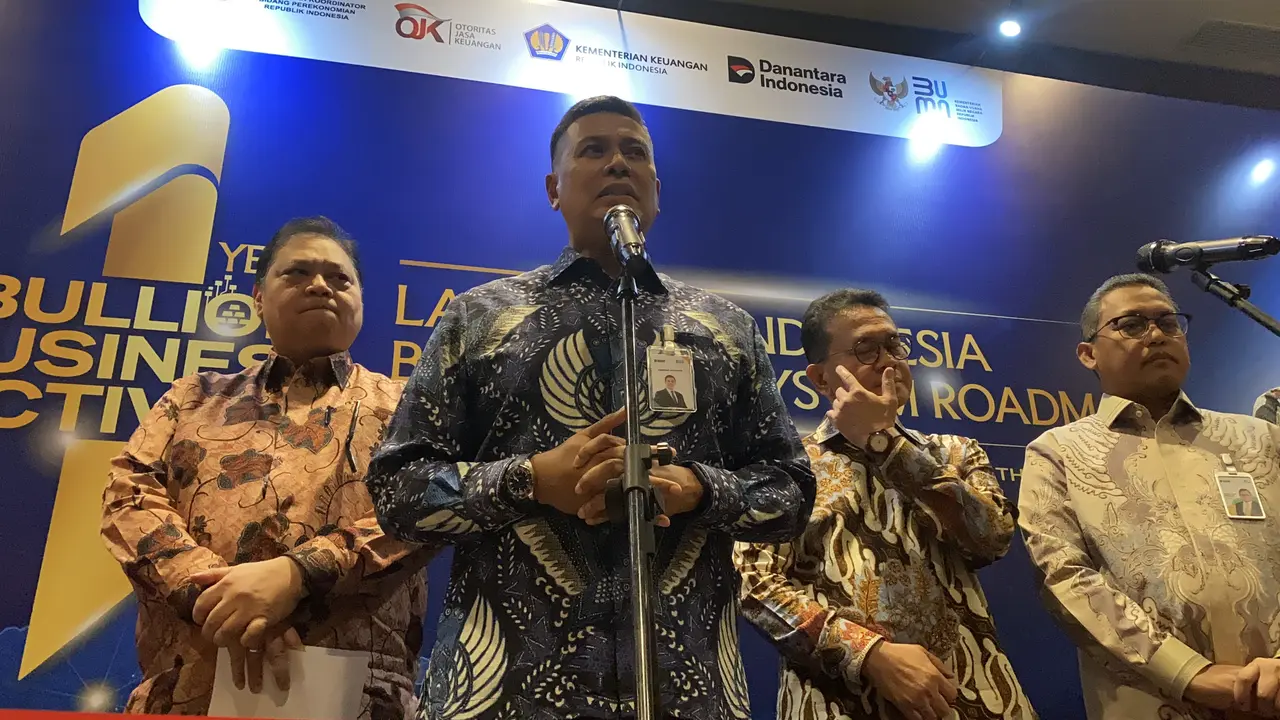 Direktur Utama BSI Anggoto Eko Cahyo dalam One Year Bullion Bussiness Activity, Jumat (6/3/2026). (Liputan6.com/Christian)