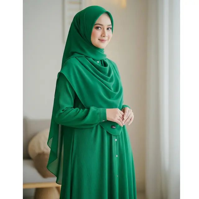 Gamis Ceruty Kerah Mandarin