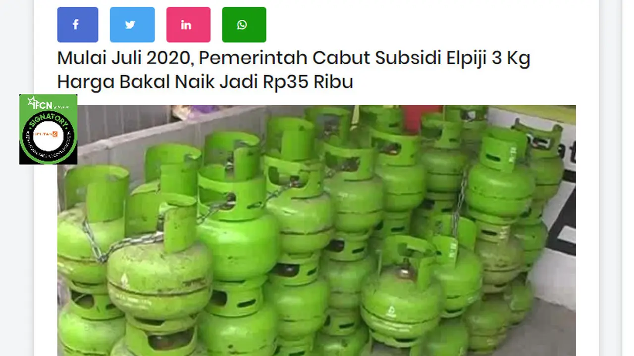 Penelusuran Klaim  Pemerintah Mencabut Subsidi Elpiji 3 Kg Mulai Juli 2020