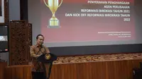 Sekretaris Kementerian Koordinator Bidang Perekonomian Susiwijono Moegiarso pada acara Penyerahan Penghargaan Agen Perubahan Tahun 2021 dan Kick-Off Agenda Reformasi Birokrasi Tahun 2022 di Jakarta, Jumat (13/05).