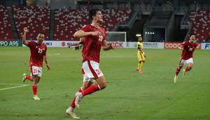 Menit ke-82, Indonesia kembali mencetak gol. Kali ini dimulai dari tendangan sudut Evan Dimas yang dituntaskan sundulan keras Elkan Baggott. (Dok. PSSI)