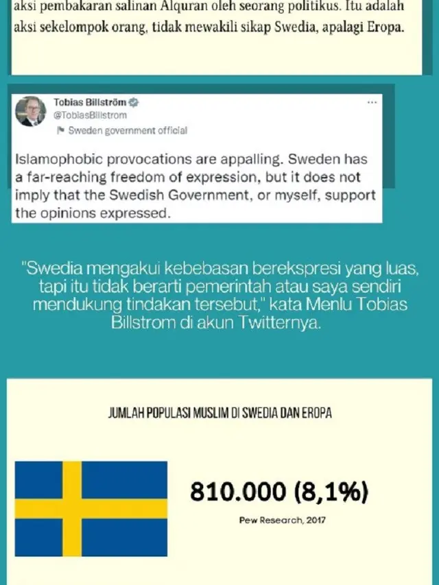 Aksi Bakar Al-Qur'an Tidak Mewakili Sikap Swedia dan Eropa