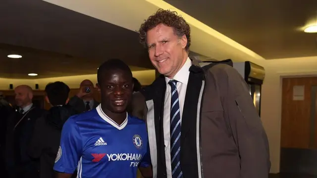 Gelandang Chelsea N'Golo Kante dan Will Ferrell (Twitter Chelsea)