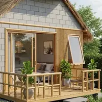 Model Rumah Kecil Tapi Cantik 4x6 Meter dari Batako dan Bambu dengan Teras dan Taman Mini (Image by Gemini)