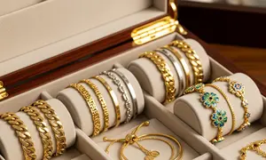 Kotak perhiasan yang berisi koleksi gelang emas harga 2 jutaan di 2025. Foto: Gemini