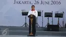 Kepala Badan Narkotika Nasional (BNN), Komjen Budi Waseso berpidato saat Hari Anti Narkotika Internasional (HANI),Jakarta, (26/06). Peringatan HANI merupakan wujud keprihatinan sekaligus kepedulian terhadap ancaman narkoba. (Liputan6.com/ Herman Zakharia)