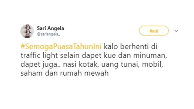 Cuitan kocak (Sumber: Twitter/sariangela_)