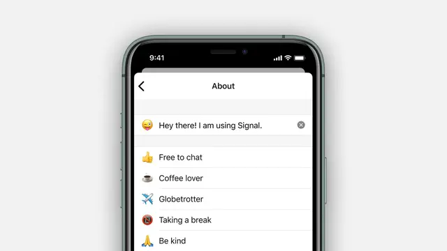 Fitur About di Aplikasi Olah Pesan Signal