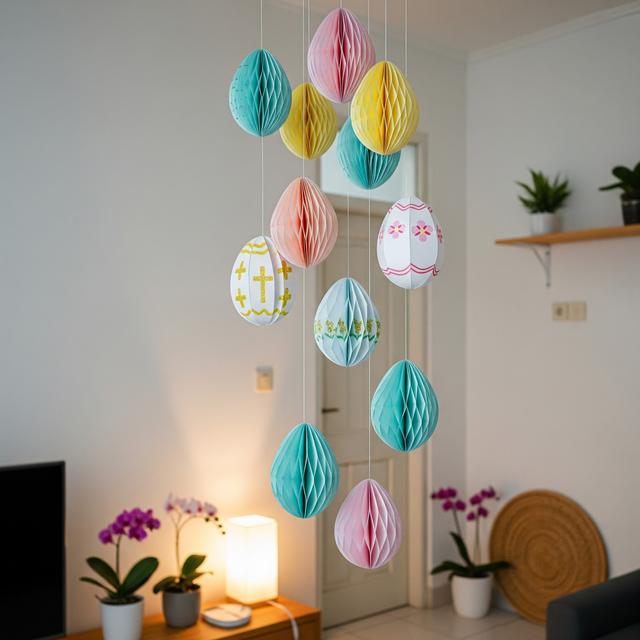 10. Hiasan Gantung Telur Kertas