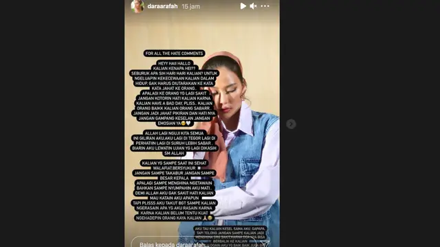 Positif Covid-19, Dara Arafah Malah Mendapat Banyak Komentar Negatif