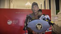 Ketua Umum Pengurus Besar Nahdalatul Ulama (PBNU) Yahya Cholil Staquf atau Gus Yahya usai bertemu Presiden Joko Widodo Jokowi, di Kompleks Istana Kepresidenan, Jakarta. (Foto: Lizsa Egeham/Liputan6.com).