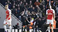 Emirates Stadium - 13/3/16 Troy Deeney celebrates with Ben Watson and Sebastian Prodl after Odion Ighalo (not pictured) scores the first goal for Watford Reuters / Hannah McKay