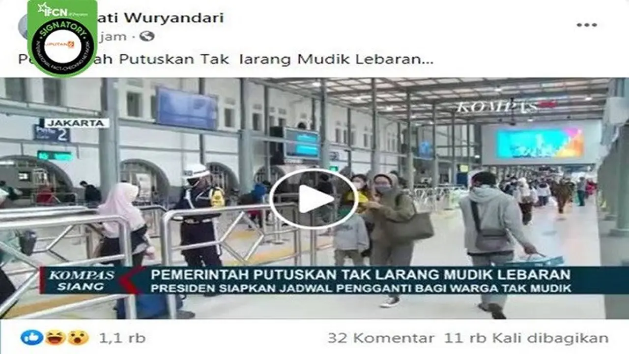 Gambar Tangkapan Layar Kabar Tentang Larangan Mudik Lebaran