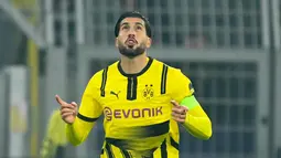 Gol Emre Can dari titik putih pada menit ke-7 membuka keunggulan Borussia Dortmund. (INA FASSBENDER/AFP)