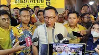 Bakal calon gubernur Daerah Khusus Jakarta, Ridwan Kamil di Golkar Institute,Jakarta, Jumat (30/8/2024). (Foto: Liputan6.com/Ady Anugrahadi).