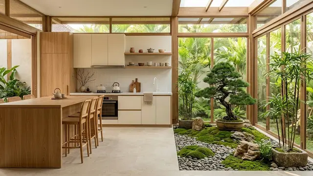 Inspirasi Dapur dengan Taman Zen Minimalis