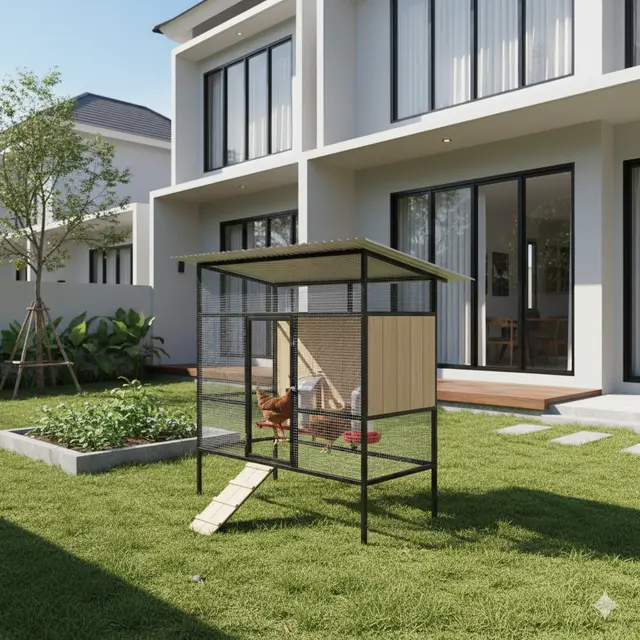 Ide kandang ternak ayam ukuran 2x2 meter di belakang rumah (Foto: Gemini AI)