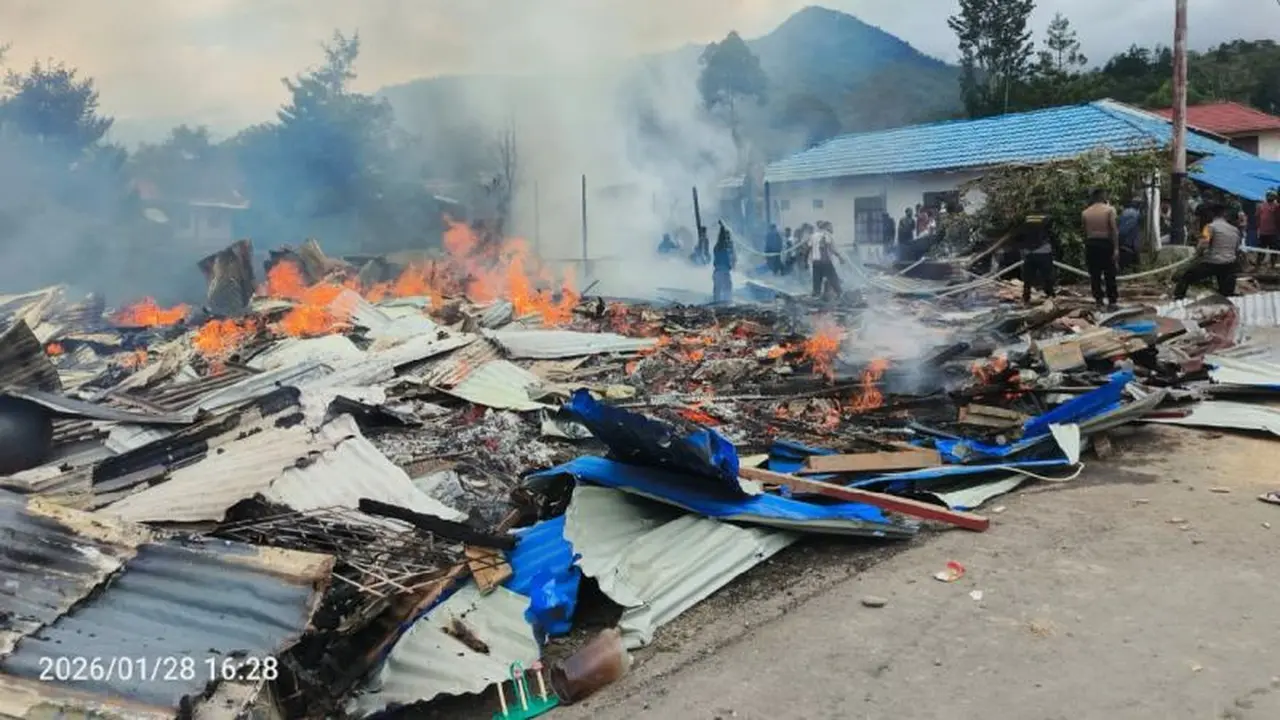 Kebakaran di Papua Pegunungan. (Antara)